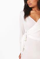 Thumbnail for your product : boohoo O-Ring Wrap Front Shirt Dress