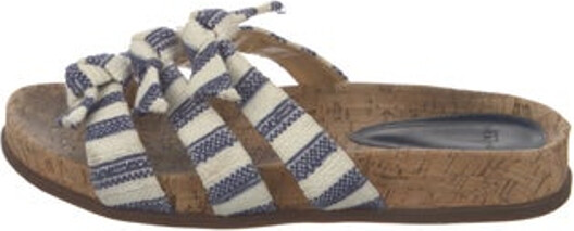 Alexandre Birman Slides White Printed Bow Accents Designer