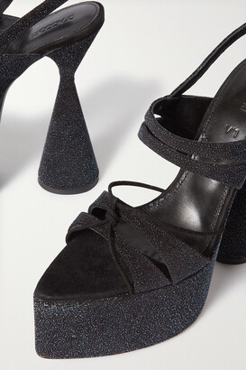 D’Accori - Belle Glittered-leather Platform Sandals - Black