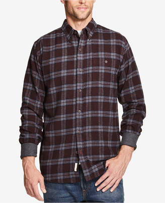 Weatherproof Vintage Men's Plaid Brushed Flannel Shirt with Contrast Cuffs