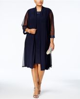 Thumbnail for your product : R and M Richards Plus Size Sheath Dress and Sheer-Sleeve Glitter Jacket