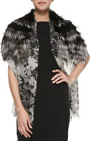 Thumbnail for your product : Roberto Cavalli Floral Cashmere & Fox Fur Stole