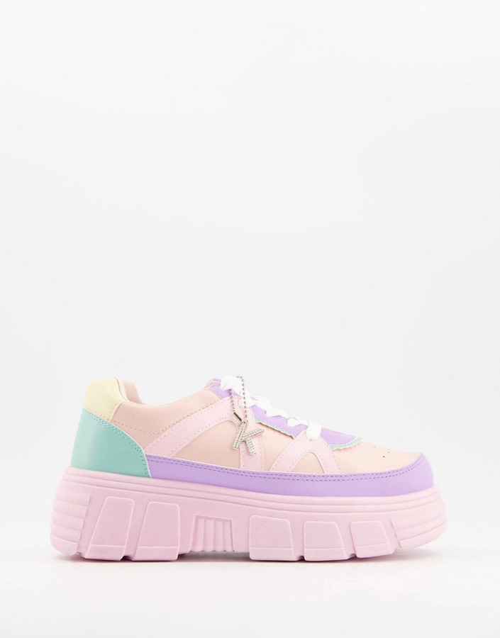 Koi Footwear Aiya vegan chunky trainers in pastel pink ShopStyle
