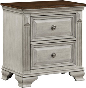 Taroo Clocks Traditional Two-Tone Bedroom Furniture 1pc Nightstand of 2x Drawers Gray and Brown Top Elegant Look Wooden Nightstand