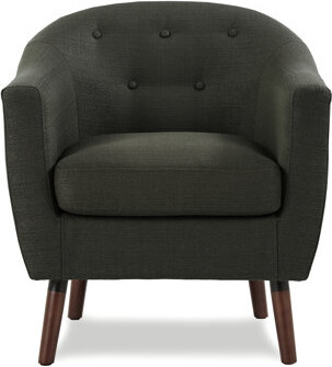 Red Barrel Studio Mid-Century Modern Gray Fabric Chair With Attached Back And Legs Upholstered Finish