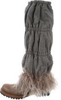 Thumbnail for your product : Brunello Cucinelli Leather Fur-Trimmed Ankle Boots w/ Tags