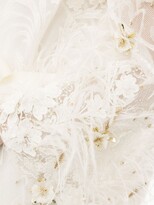 Thumbnail for your product : Marchesa Feather Embellished Lace Dress