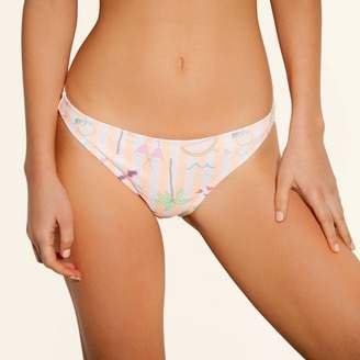 Sugar Coast by Lolli Women's Cinch Cheeky Bikini Bottom - Sugar Coast by Lolli Orange/White Stripe