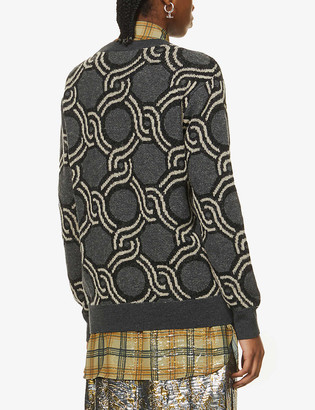Dries Van Noten Chain-pattern wool and alpaca-blend jumper