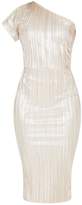 Thumbnail for your product : PrettyLittleThing Gold Metallic Plisse One Shoulder Midi Dress