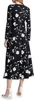 Thumbnail for your product : Oscar de la Renta Flower Plisse Slit Sleeve Midi Dress