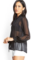 Thumbnail for your product : Forever 21 Sheer Striped Tie Blouse
