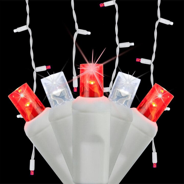 SoftTwinkle 7 ft. 70-Light LED Red and Cool White Icicle Light Set