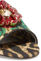 Thumbnail for your product : Dolce & Gabbana Crystal-embellished Leopard And Floral-print Canvas Slides - Leopard print
