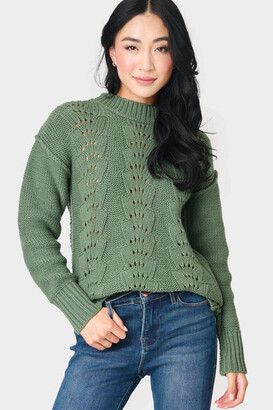Long Sleeve Pullover Scallop Stitch Sweater