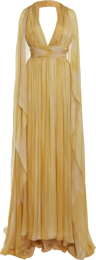 Capelet Printed Silk Gown