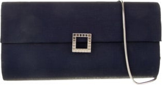 Chopard Shoulder Bag Blue Silver-Tone Hardware Satin Lining Snap Closure at Front