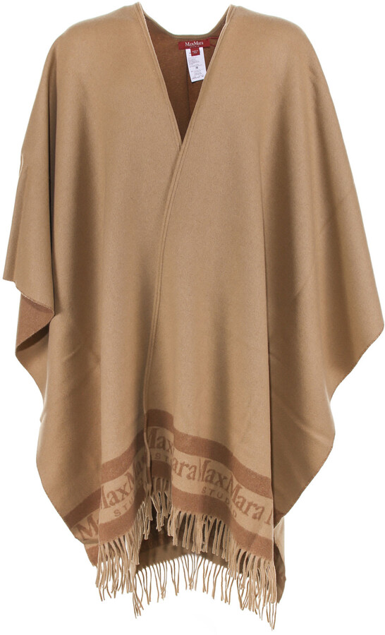 Max Mara Poncho In Camel Wool - ShopStyle Jackets