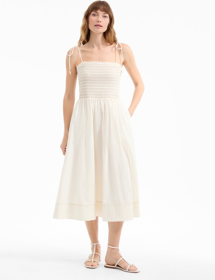 Veronica Beard Kaela Smocked Midi Dress