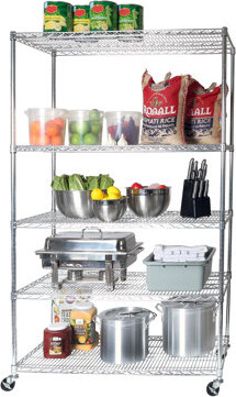 Seville Classics UltraDurable 24" D 5-Tier NSF-Certified Steel Shelving with Wheels