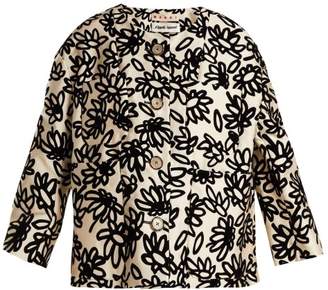 Marni Mikado Floral Print Faille Jacket - Womens - White Black
