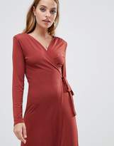 Thumbnail for your product : John Zack Petite tie waist wrap front maxi dress in rust
