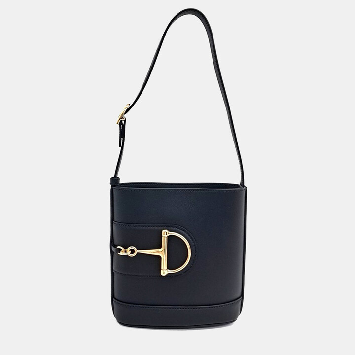Gucci Black Leather 73 Small Bucket Bag