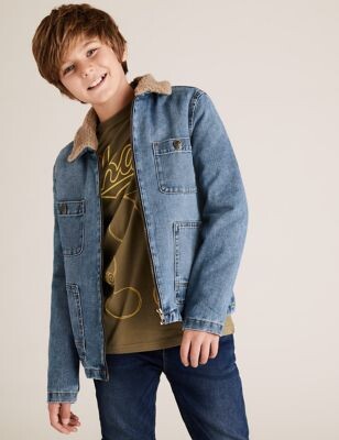Saks Fifth Avenue Boys Clothing Jackets Fleece Jackets Little Boys & Boys Teddy-Lined Denim Trucker Jacket 