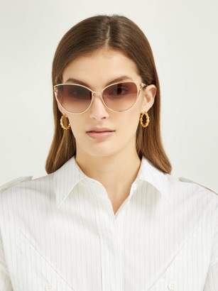 Alexander McQueen Cat Eye Metal Sunglasses - Womens - Brown Gold