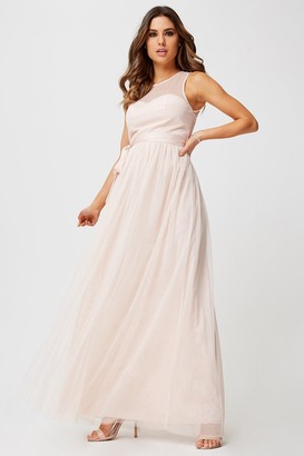 little mistress heather mesh halter maxi dress