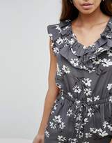 Thumbnail for your product : boohoo Floral Print Ruffle Edge Jumpsuit