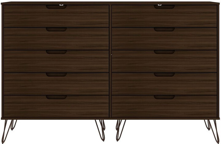 Rockefeller 10-Drawer Double Tall Dresser with Metal Legs