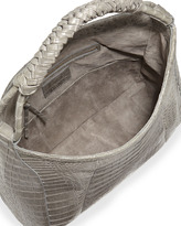 Thumbnail for your product : Nancy Gonzalez Crocodile Medium Spiral-Wrapped Hobo Bag, Gray