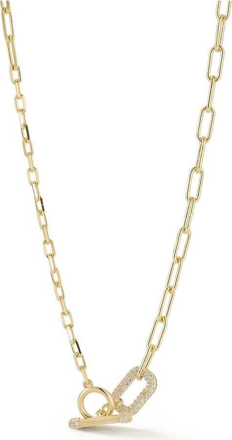 Glaze Jewelry 14K Over Silver Cz Toggle Necklace