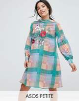 Thumbnail for your product : ASOS Maternity Petite Check Mini Dress With Embroidery