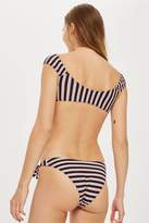 Thumbnail for your product : Topshop Stripe Tie Front Bikini Top