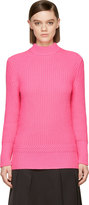 Thumbnail for your product : Christopher Kane Neon Pink Cashmere Knit High Collar Sweater