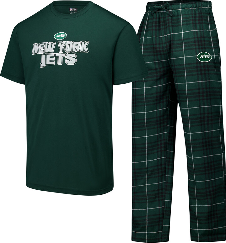 Men's Concepts Sport Green/Black New York Jets Vector Top & Flannel Pants Sleep Set