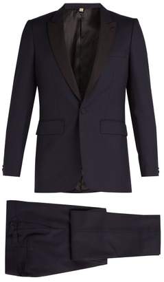 Burberry - Contrast Lapel Single Breasted Wool Tuxedo - Mens - Navy