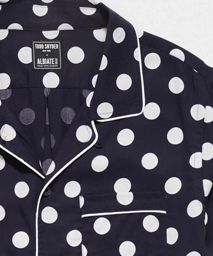 VITryst-Men Fold-Collar Polka Dots Button-up Comfy Chic Long Shirt 