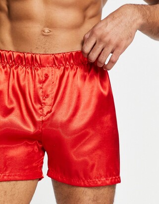 New Look satin boxers in red - ShopStyle