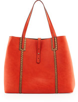 Thumbnail for your product : Neiman Marcus Snake-Embossed Trimmed Reversible Tote Bag, Orange/Taupe