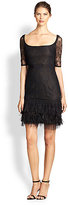 Thumbnail for your product : Feather-Trimmed Lace Dress