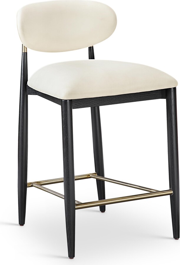 Meridian Furniture 11037Cream-C Riccio Collection Modern | Contemporary Stool with Cream Vegan Leather
