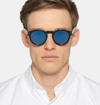 Illesteva Leonard D-Frame Acetate Mirrored Sunglasses
