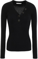 Thumbnail for your product : Cotton By Autumn Cashmere Button-detailed Ribbed Cotton Top