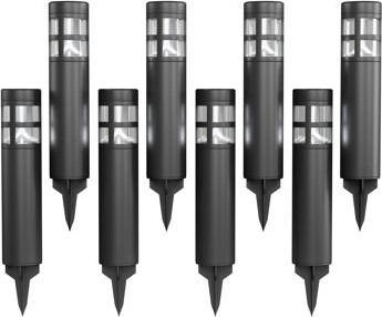 Pure Garden Solar Lights Outdoor Waterproof 8-Pack - 15.4” Bollard Solar Pathway Lights - LED Solar Stake Lights Outdoor Solar Lights for Yard, Drive, Path or Lan