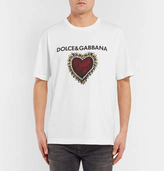 Dolce & Gabbana Sacred Heart Printed Cotton-Jersey T-Shirt