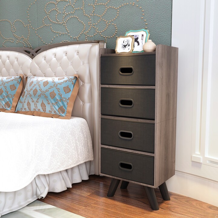IGEMAN 4 Drawer Fabric Dresser Storage Tower; 4Tier Wide Drawer Dresser; Fabric Storage Tower