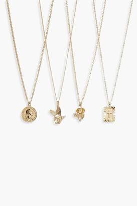 boohoo Multi Charm Sovereign Layered Necklace